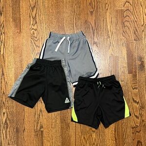 Kids (Boy) Athletic Shorts - Gray, Black, and Black with Neon Accents